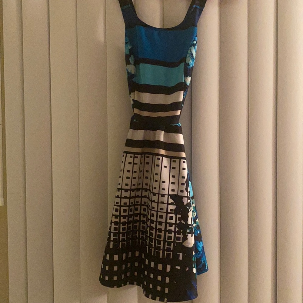Glam doll blue flora crossed back dress